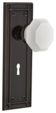 Mission Plate with Keyhole Passage Waldorf White Milk Glass Knob
