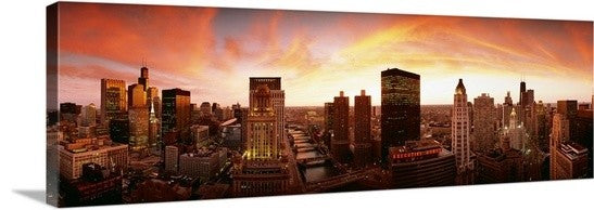 "Sunset Skyline Chicago IL" Canvas Art, 36"x12"x1.25"
