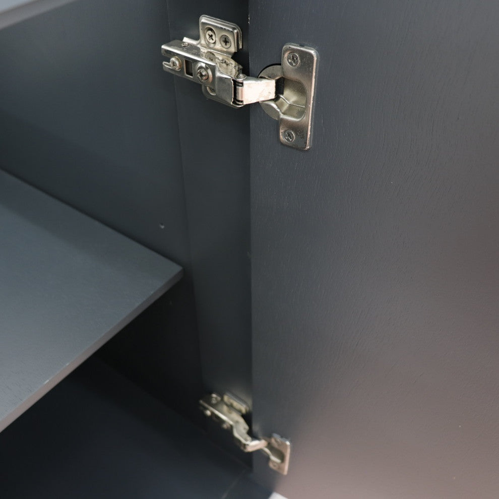 49" Single Sink Vanity, Dark Gray Finish With Gray Granite And Rectangle Sink