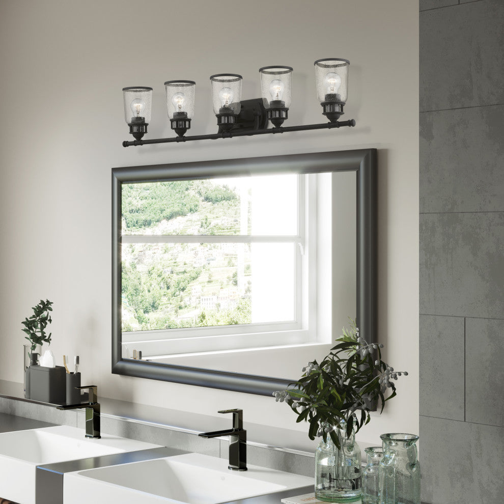 Lawrenceville 5 Light Black Large Vanity Sconce