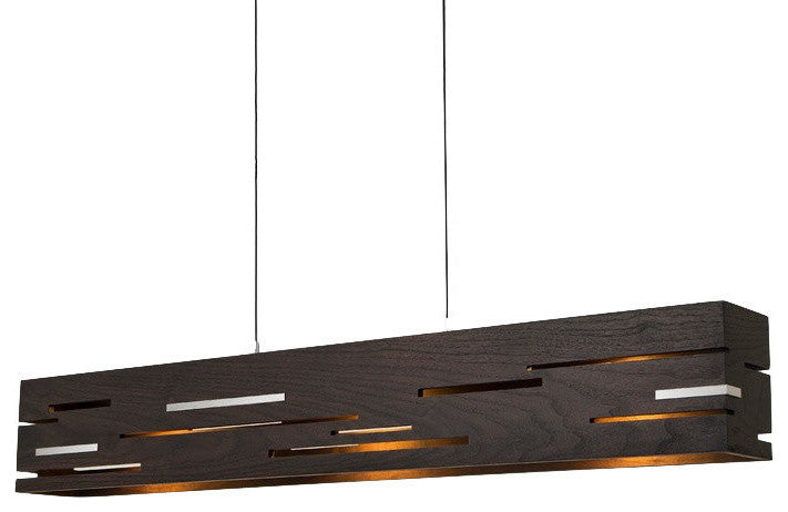 Aeris 54 - LED Linear Pendant, Wood: Dark Stained Walnut, Brushed Aluminum
