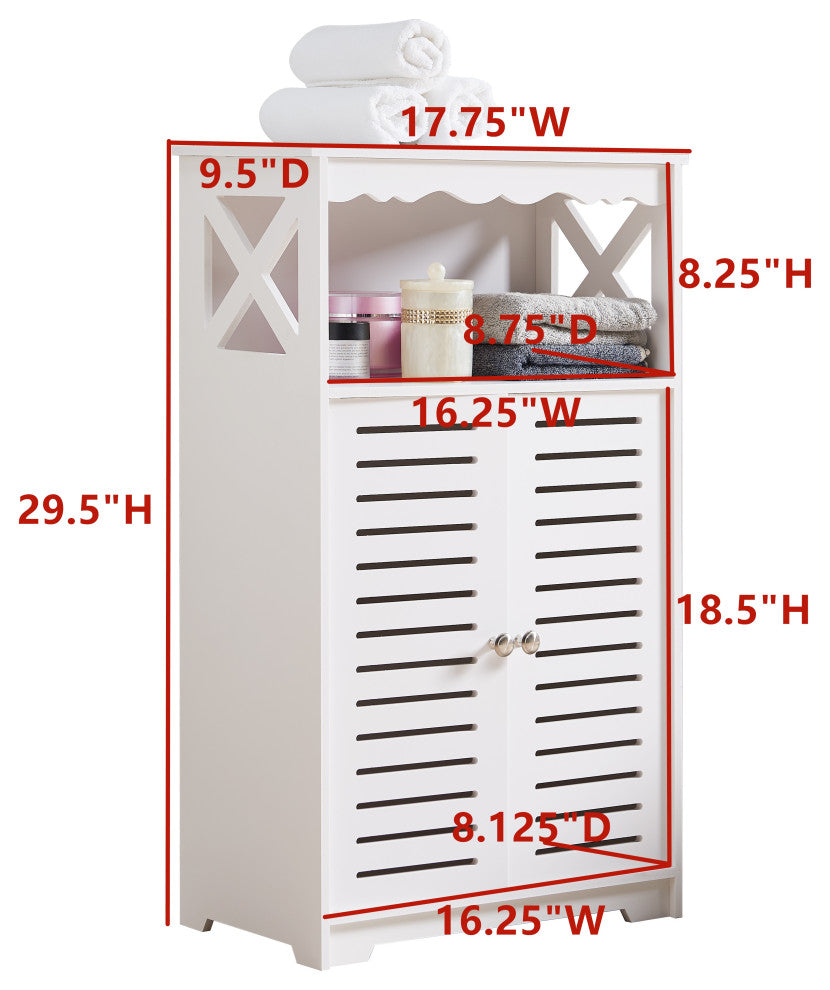 Carol Wood Bathroom Floor Storage Cabinet, White