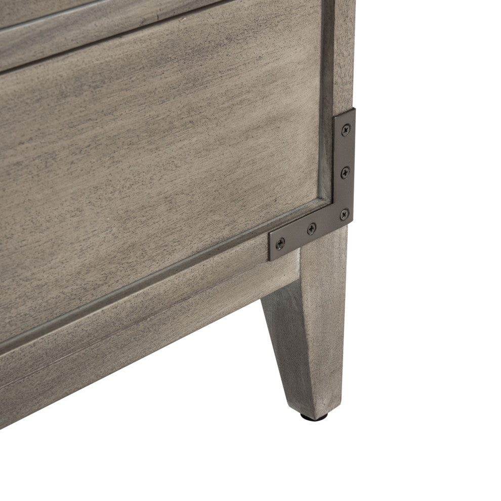 Safavieh Couture Nisha 3 Drawer Wood Nightstand, Light Grey