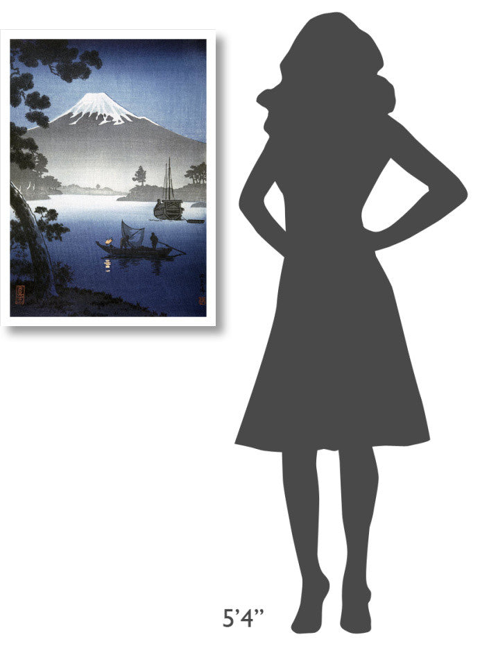 "Japanese Print (Mount Fuji from Tagonoura) By Shinsei" Paper Art, 23"x32"
