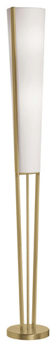 2 Light Incandescent Floor Lamp, Aged Brass with White Shade