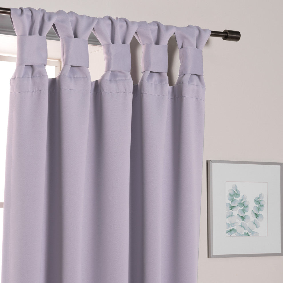 BANDTAB -Thermal Insulated Blackout Knotted Tab Curtain Set, Lilac, 52" W X 63"