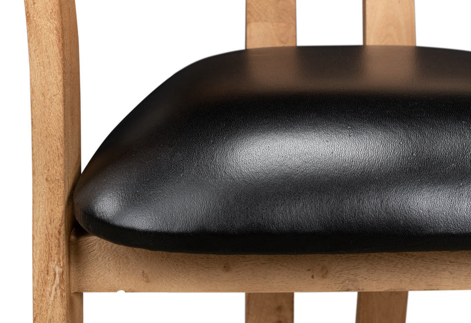 Rift Dining Chairs Set of 2 Black Leather Seat Curved Back