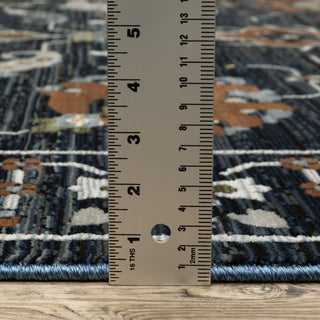 Keller Traditional Floral Navy/ Rust Area Rug, 5'3" x 7'6"