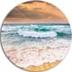 Blue Sea Waves Kissing Sandy Beach, Seashore Round Metal Wall Art, 38"