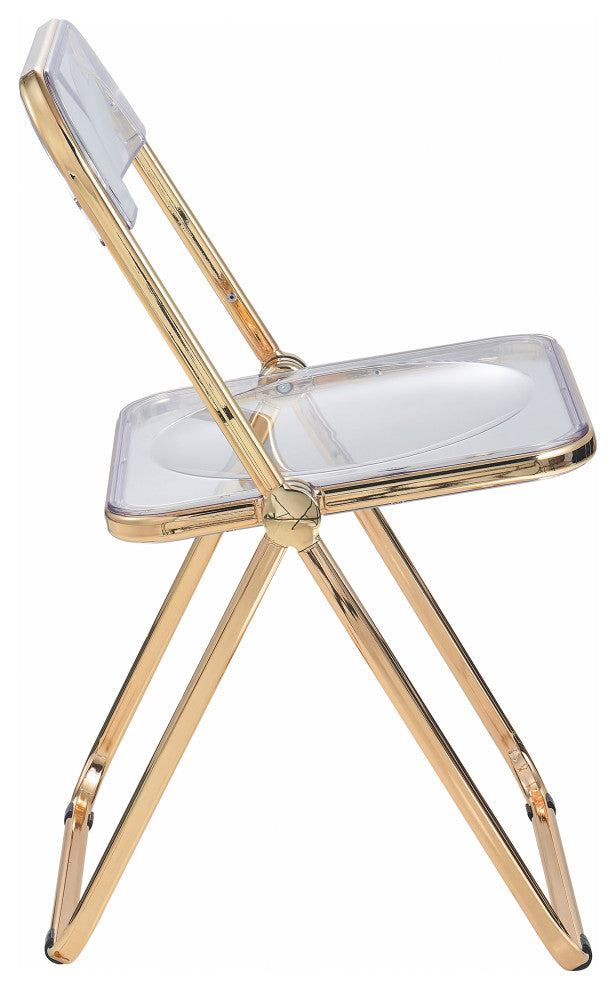 Lawrence Acrylic Folding Chair With Gold Frame, Clear