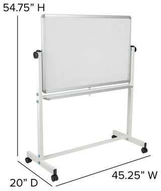Hercules Series Double-Sided Mobile White Board Stand, 45.25"x54.75"