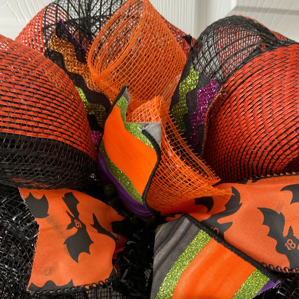 Witches and Black Cats Handmade Deco Mesh Wreath