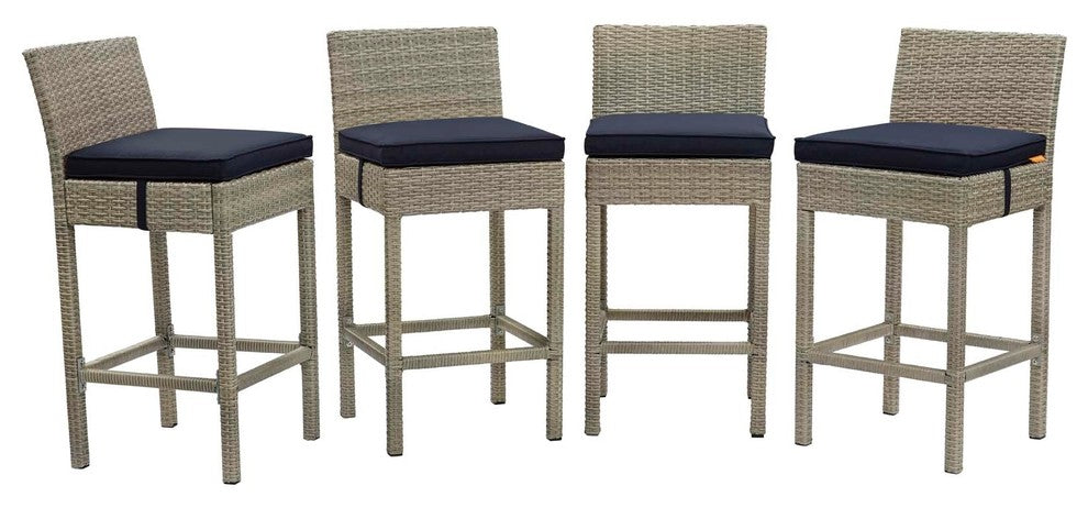 Conduit Bar Stool Outdoor Patio Wicker Rattan Set of 4