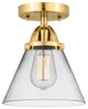 Large Cone Semi-Flush Mount, Satin Gold, Clear, Clear