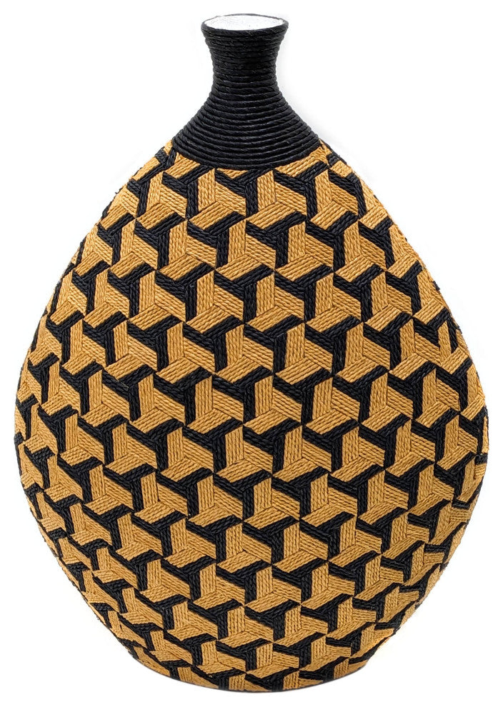 Jahia Geometric Vase Black,Natural