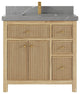 Sonoma Teak 36 Center Sink Vanity in Light  Natural with 2" Piatra Gray Quartz