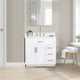 Gavino Vanity With Grain White Composite Stone Top, White/Brushed Gold, 36", No Mirror