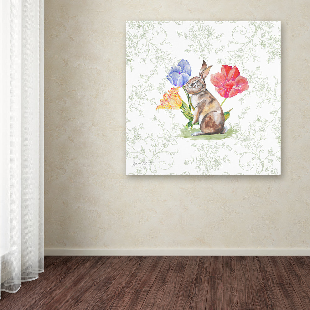 Jean Plout ''Bunnies In The Tulips 3'' Canvas Art, 18x18