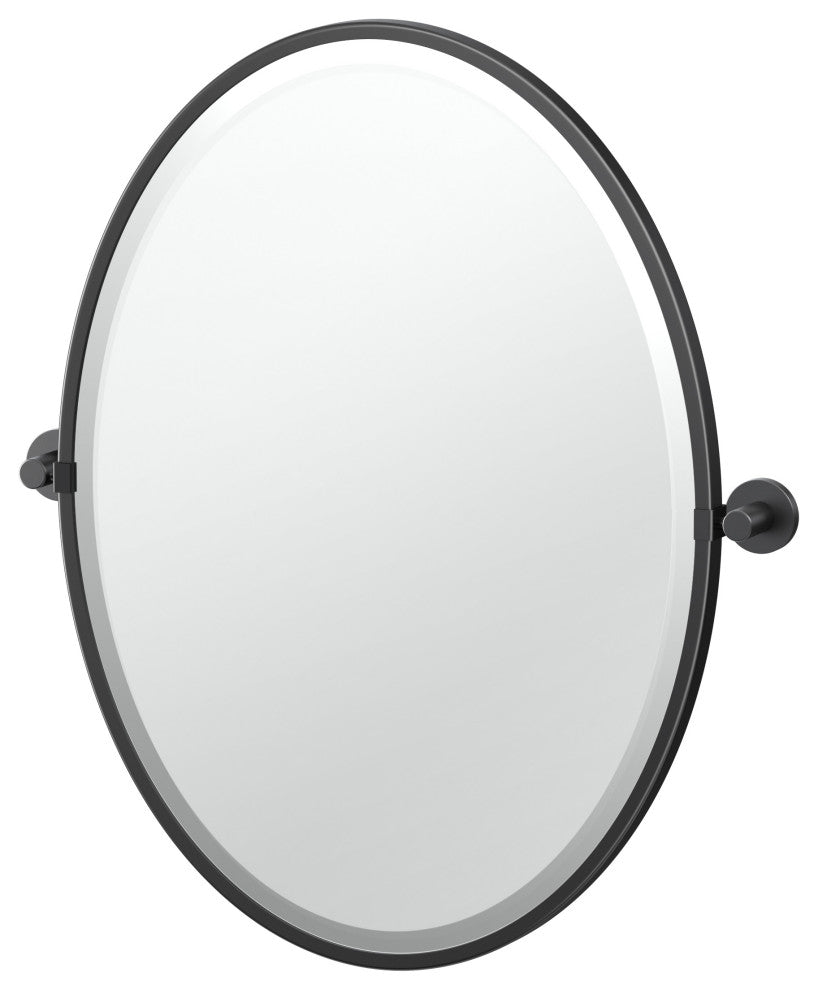 Reveal Framed Oval Mirror, Matte Black, 27.5"