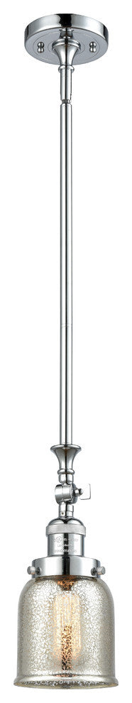 Small Bell 1-Light LED Pendant, Polished Chrome, Glass: Silver Mercury