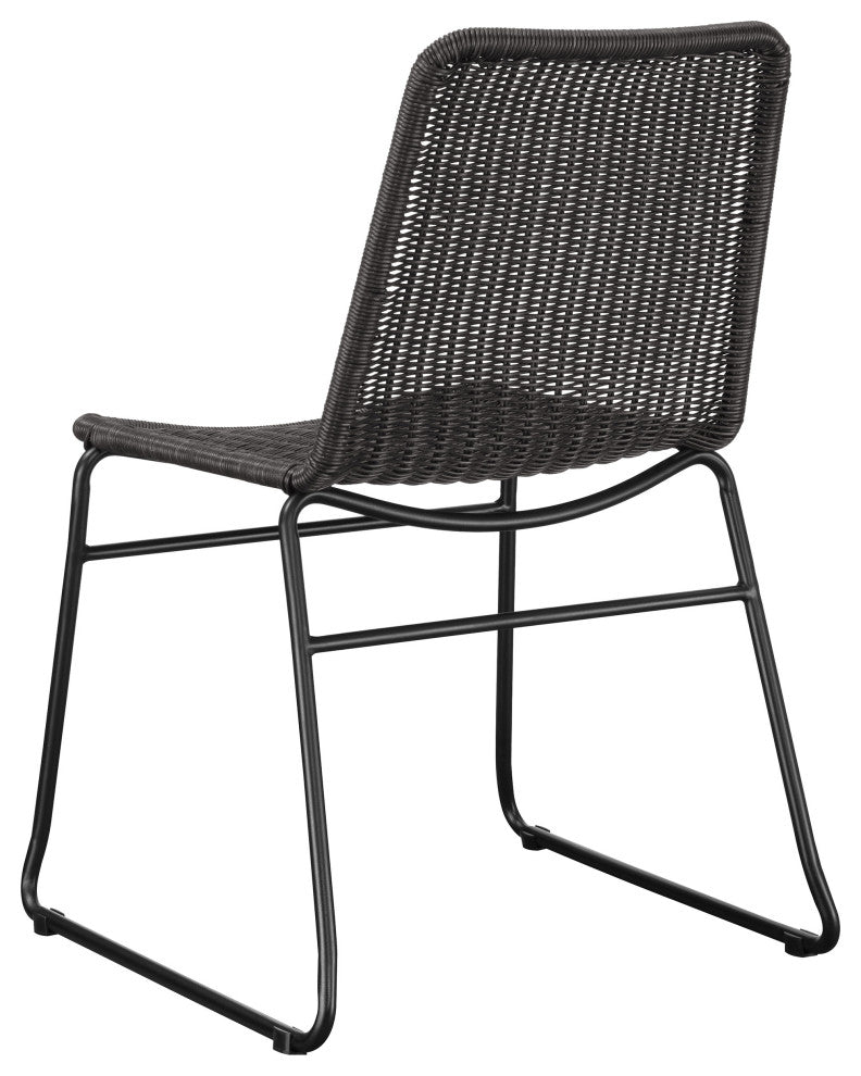 Dacy Faux Rattan Metal Dining Side Chair Brown, Set of 2