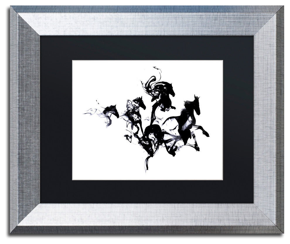 Robert Farkas 'Black Horses' Matted Framed Art