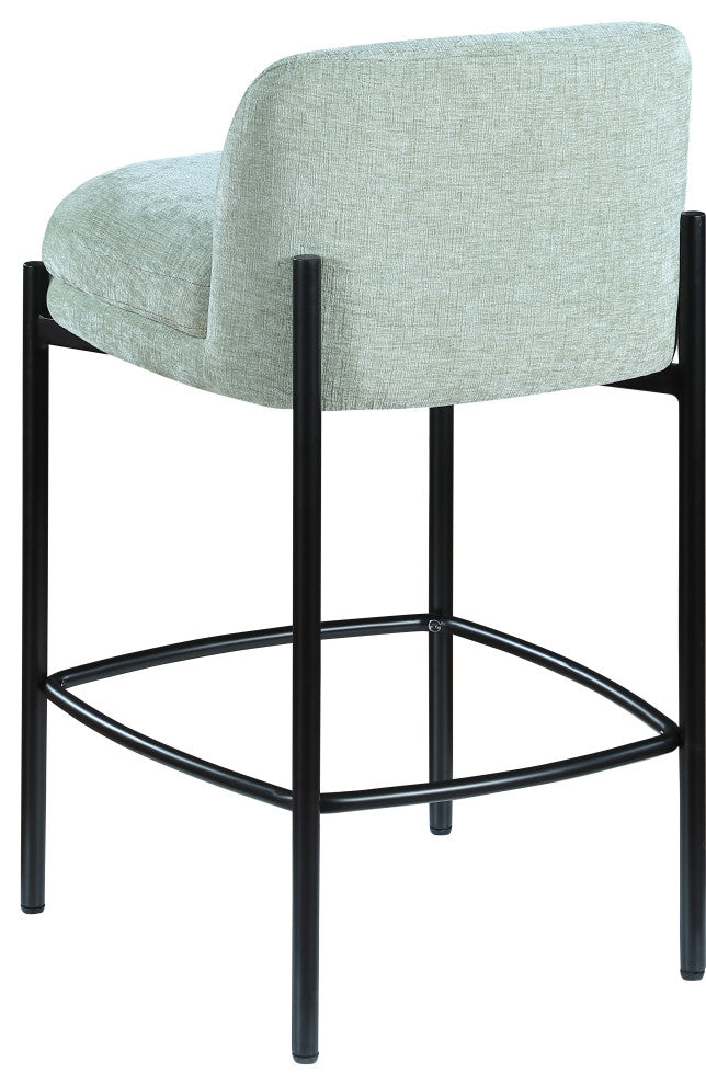 Burton Chenille Fabric Upholstered Stool (Set of 2), Mint