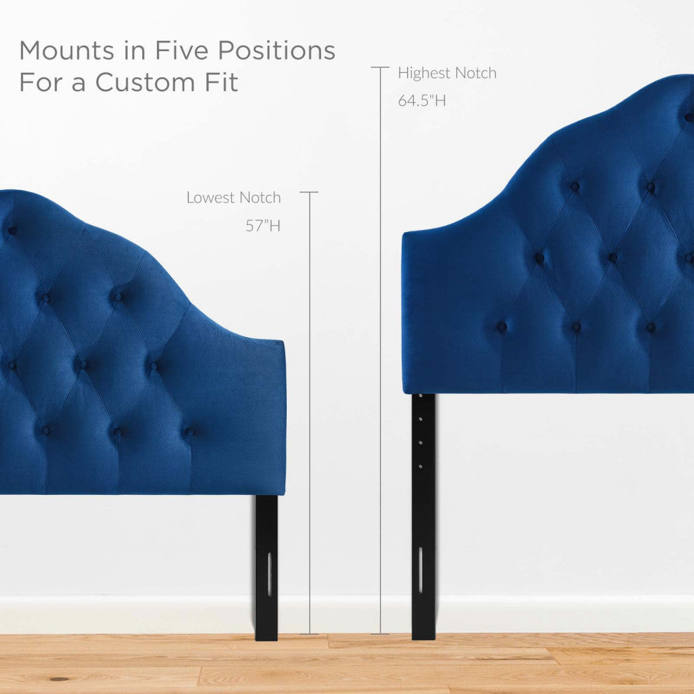 Sovereign Full Diamond Tufted Performance Velvet Headboard Navy