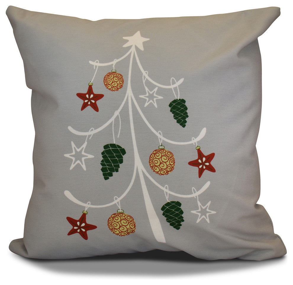 Decorative Holiday Pillow Geometric Print, Gray, 26"x26"