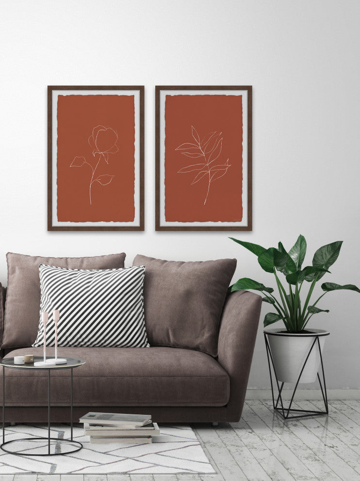 Roses and Leaves Diptych, 2-Piece Set, 16x24 Panels