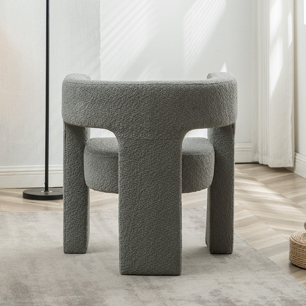 28" Wide Boucle Upholstered Square Armchair, Light Gray