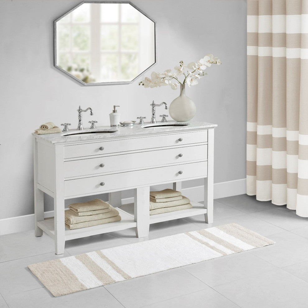 Madison Park Spa Cotton Reversible Bath Rug, Taupe