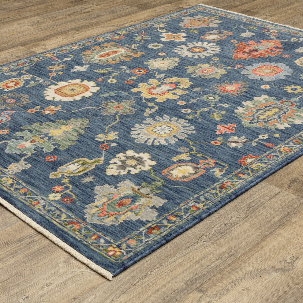 Leoness Vintage Traditional Blue/ Multi Area Rug, 3'3" x 5'
