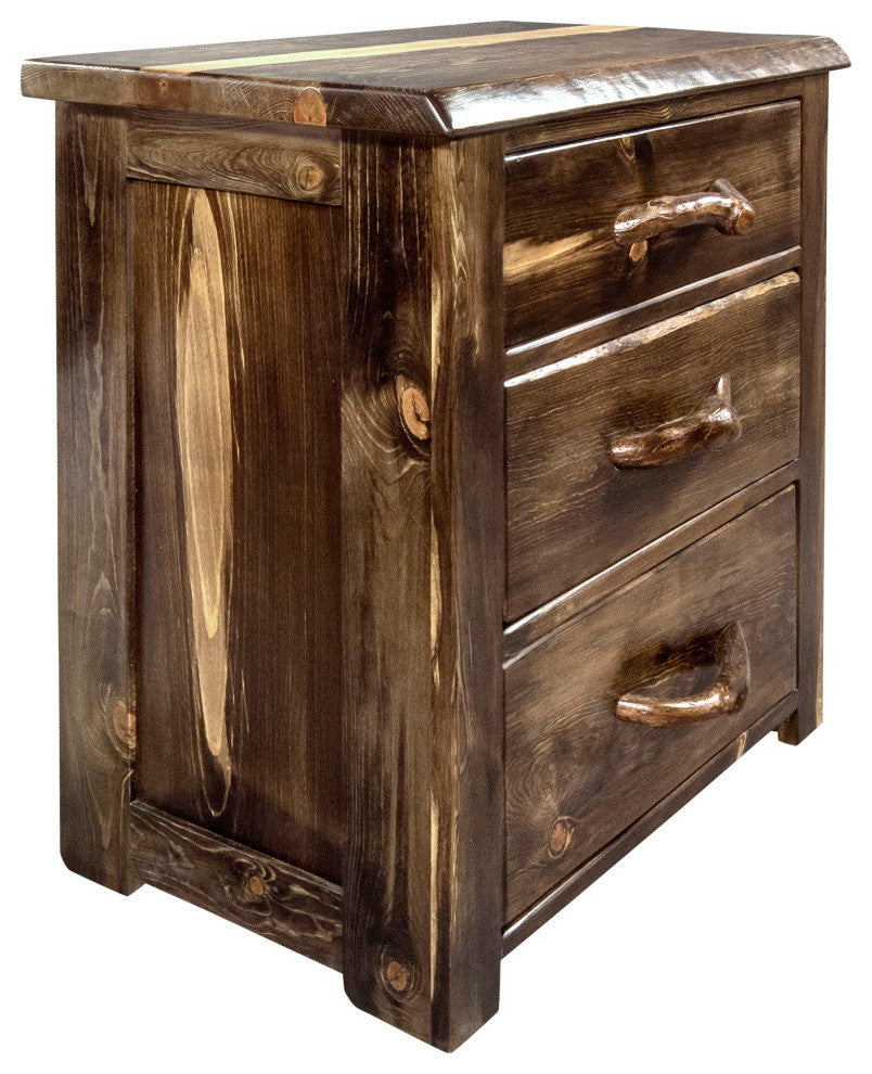 Big Sky Collection Live Edge 3 Drawer Chest of Drawers, Provincial Stain