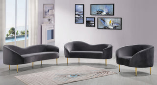 Ritz Velvet Upholstered Sofa, Grey