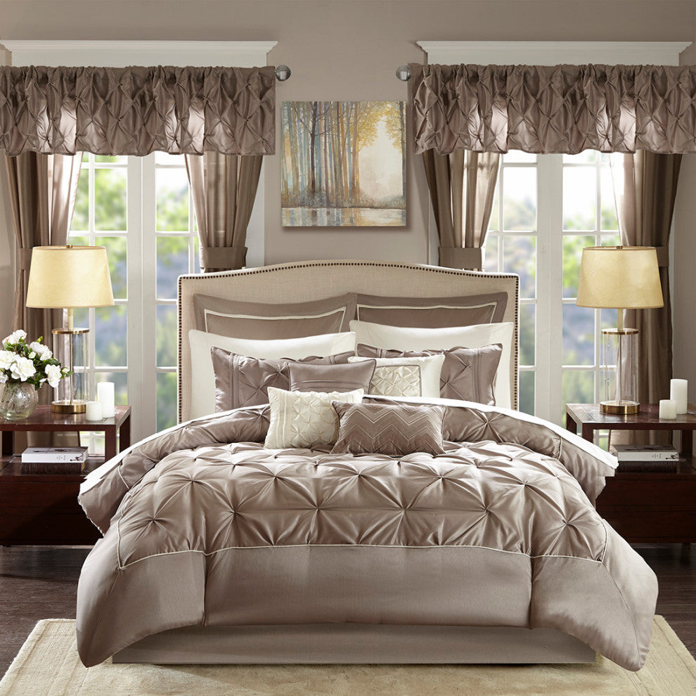 Madison Park Essentials Joella 24 Piece Room, a Bag, Taupe