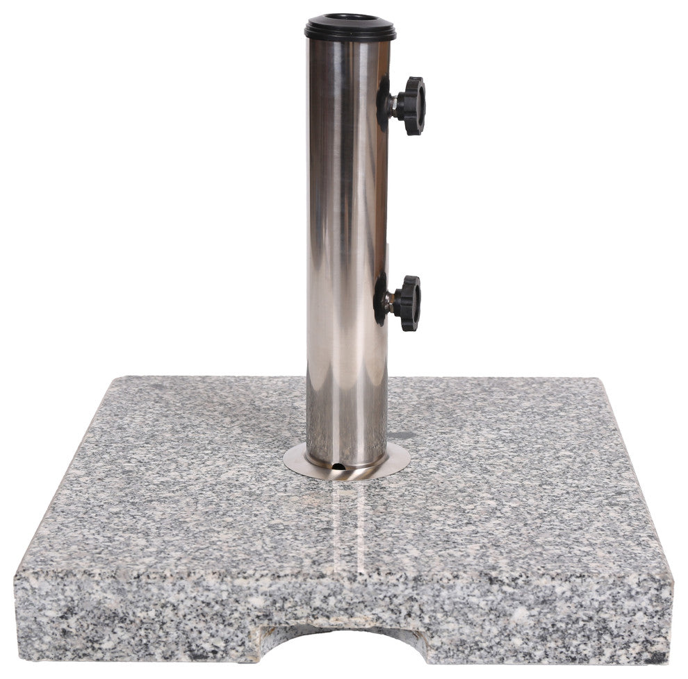 Howard Outdoor Square Granite Umbrella Holder, Gray and Silver