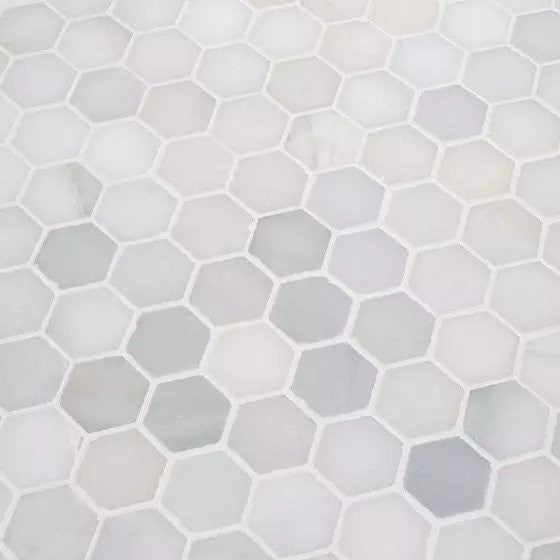 Greecian White Hexagon Polished Marble Mosaic, 10 Sheets