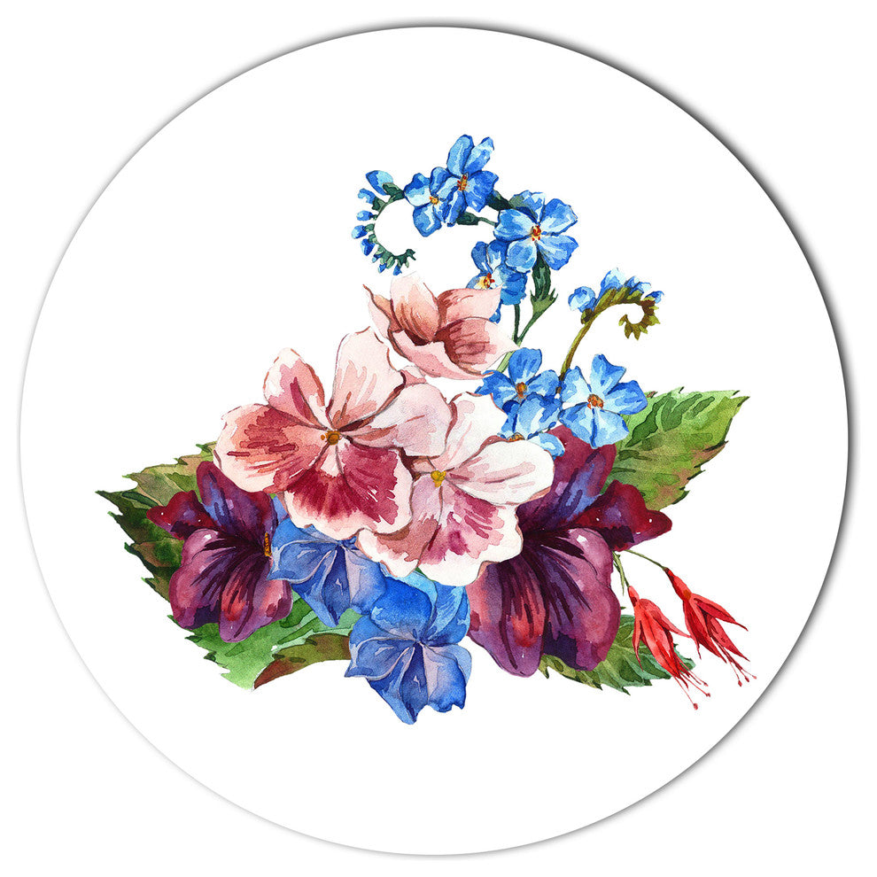 Vintage Floral Watercolor, Floral Wall Round Wall Art, 23"