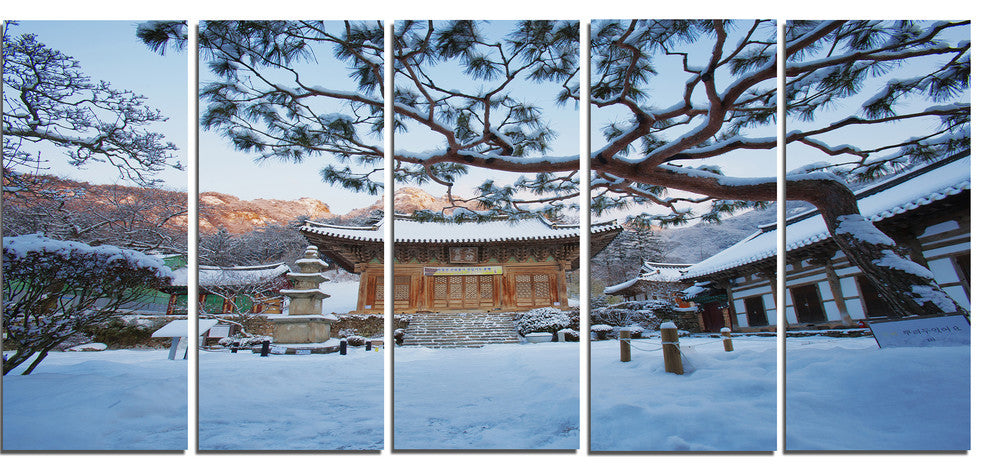 Naesosa Temple in South Korea, Landscape Canvas Art Print, 60"x28", 5 Panels