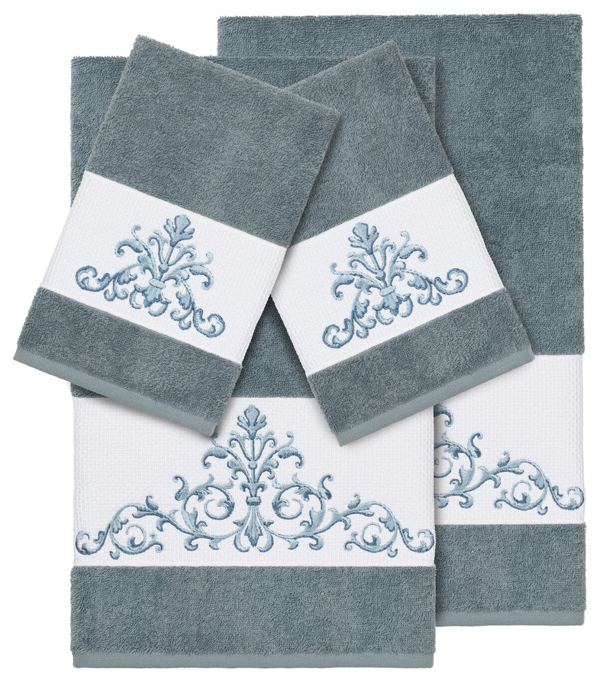 Scarlet 4-Piece Embellished Towel Set, Teal