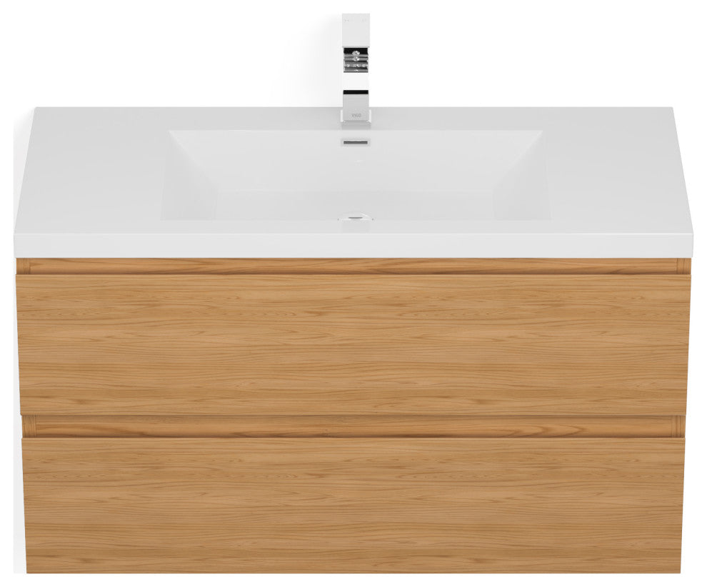 Beacon Bath Vanity, Natural Oak, 42", Single Sink, Wall Mount