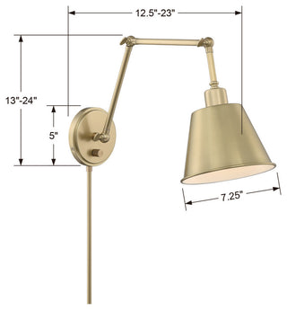 Crystorama MIT-A8021-AG, 1-Light Wall Mount, Aged Brass