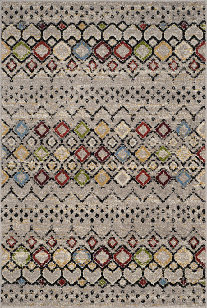 Safavieh Amsterdam Ams108G Moroccan Rug, Light Gray/Multi, 2'3"x4'0"