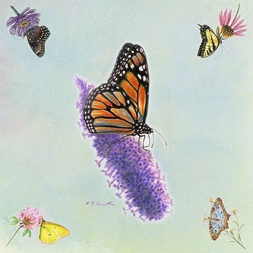 Pair of Betsy Drake Butterfly Square Table Cloth