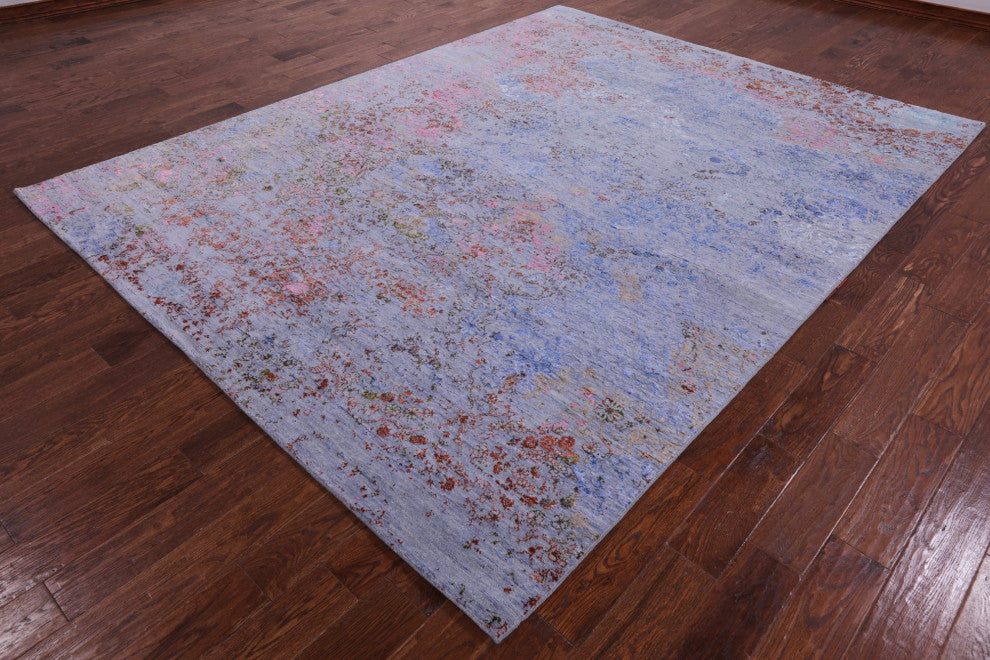 7' 11" X 10' 5" Wool and Silk Modern Handmade Rug Q9260