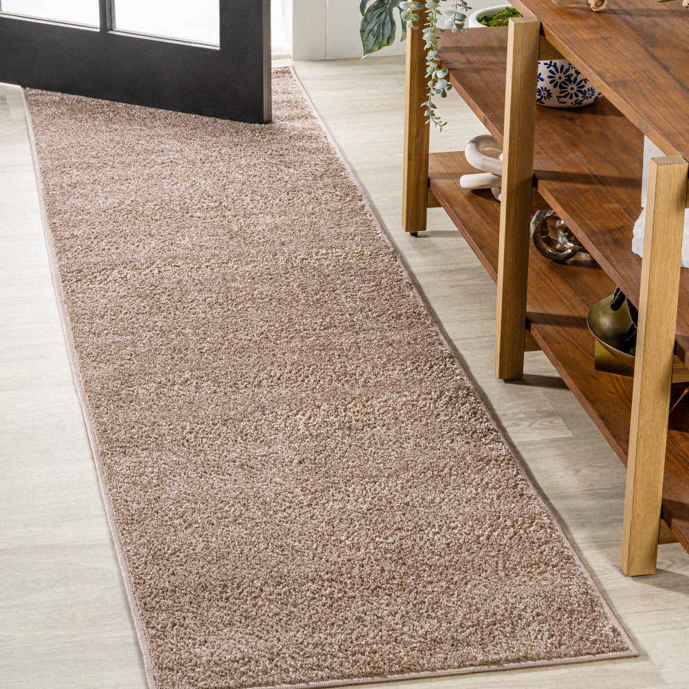 Haze Solid Low-Pile Beige 2 ft. x 14 ft. Runner Rug