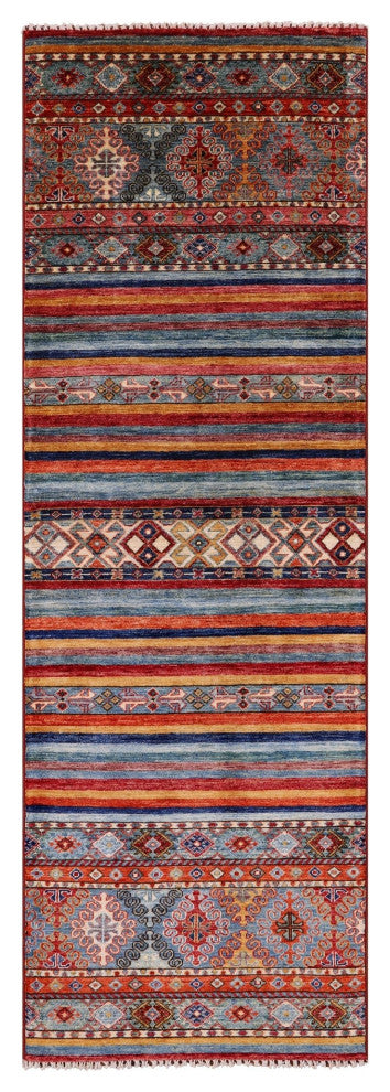 2' 8" X 8' 1" Runner Handmade Super Kazak Khorjin Wool Rug Q10846