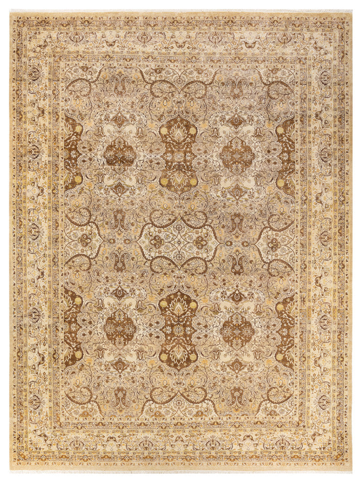 Hiranur One-of-a-Kind Hand-Knotted Area Rug Yellow, 9'2"x12'1"