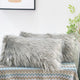 Mongolian Faux Fur Pillow Shell Set, Gray, 14"x26"